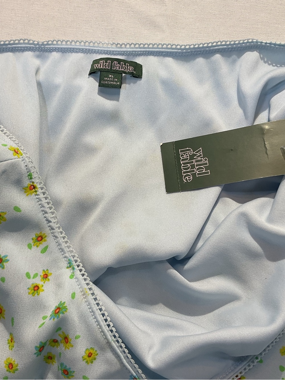 Wild Fable NWT Light Aqua Blue Floral Mini Skirt Size XL Sunflowers Soft Comfort - Picture 6 of 7